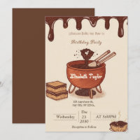 Convite para Festa de Fondue de Chocolate – Doce e