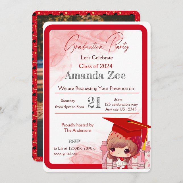 Convite para festa de formatura/anúncio (Frente/Verso)