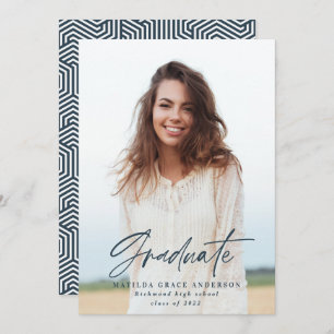 Convite para festa de formatura azul de marinho ge