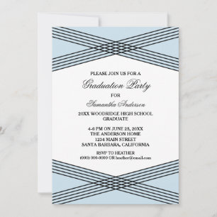 Convite para Festa de formatura Azul Deco Elegante