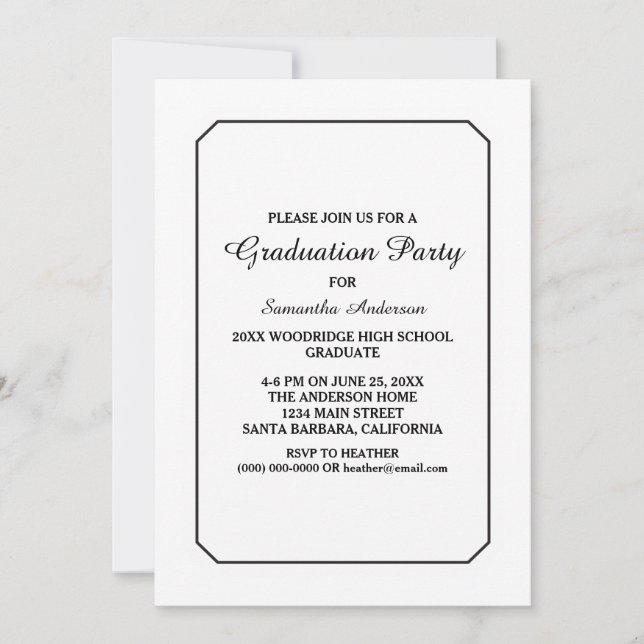 Convite para Festa de formatura branca simplesment (Frente)