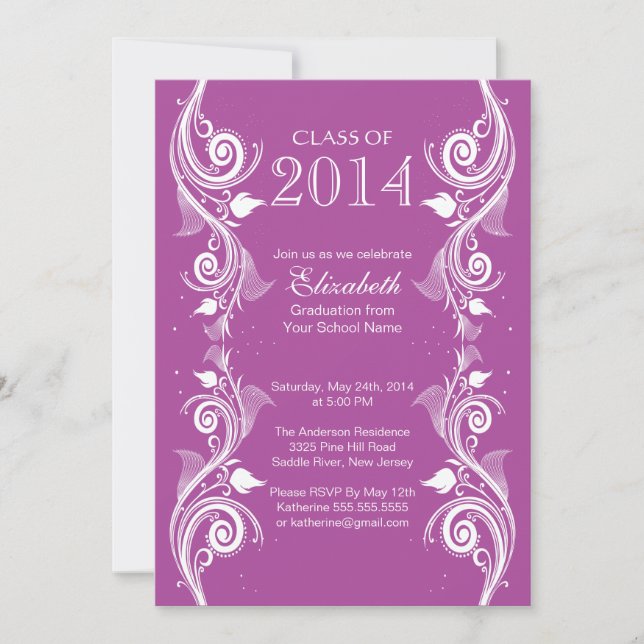 Convite para Festa de formatura Branca Violeta Ele (Frente)