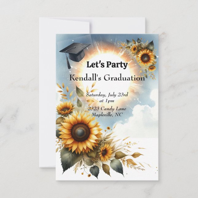 Convite para Festa de Formatura com Girassóis (Frente)