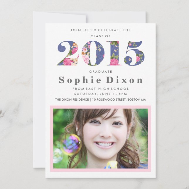 Convite para Festa de formatura de Ano Floral Vint (Frente)