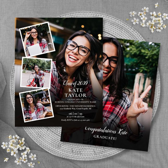 Convite para Festa de formatura de Colagem de Foto (Photo Collage Graduation Party Budget Invitation)