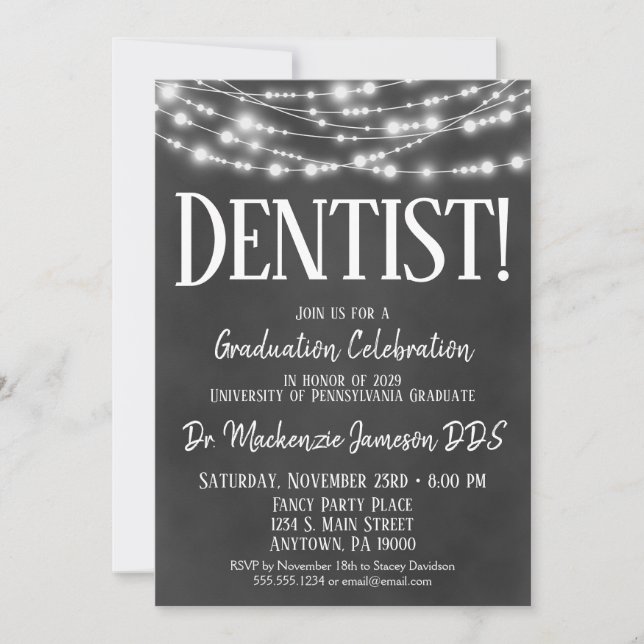 Convite para Festa de formatura de Dentista de Cha (Frente)