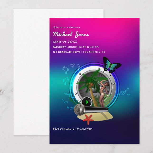 Convite para Festa de formatura de Fest Musical Tr (Frente/Verso)