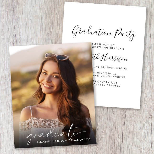 Convite para Festa de formatura de Fotografias de  (Budget Script Photo Graduation Party Invitation)
