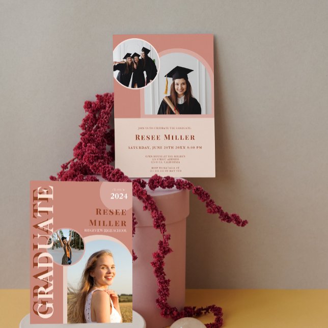 Convite para Festa de formatura de Fotografias de  (Stylish Arch Photo Graduation Party Invitation)