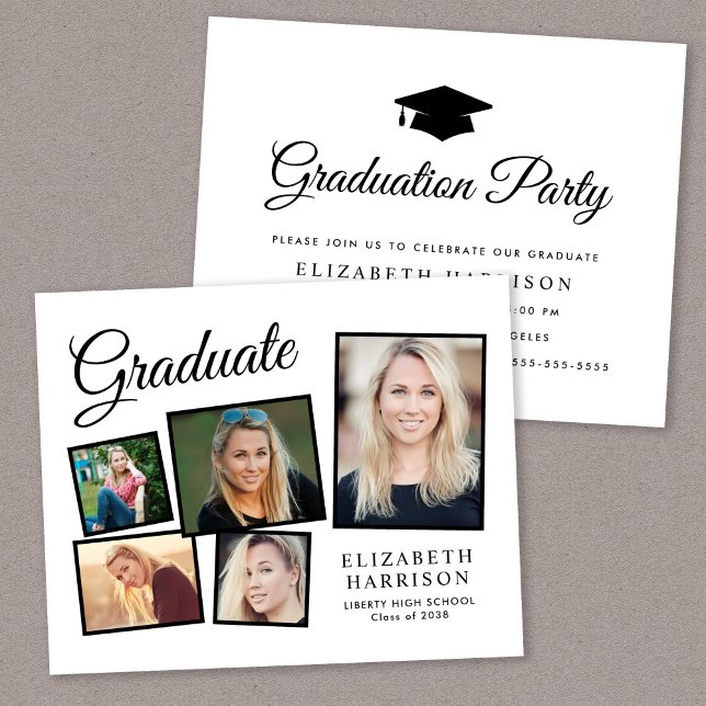 Convite para Festa de formatura de Fotografias de  (A personalized photo graduation party invitation to celebrate the graduate's achievements)