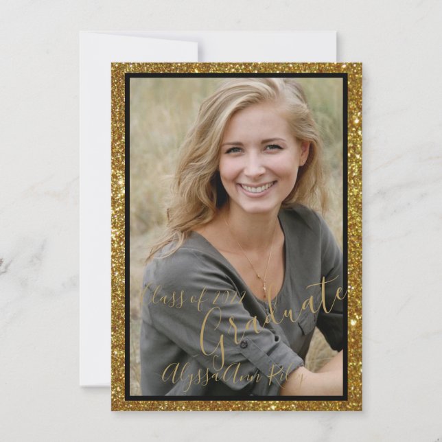 Convite para Festa de formatura de fotos com glamí (Frente)