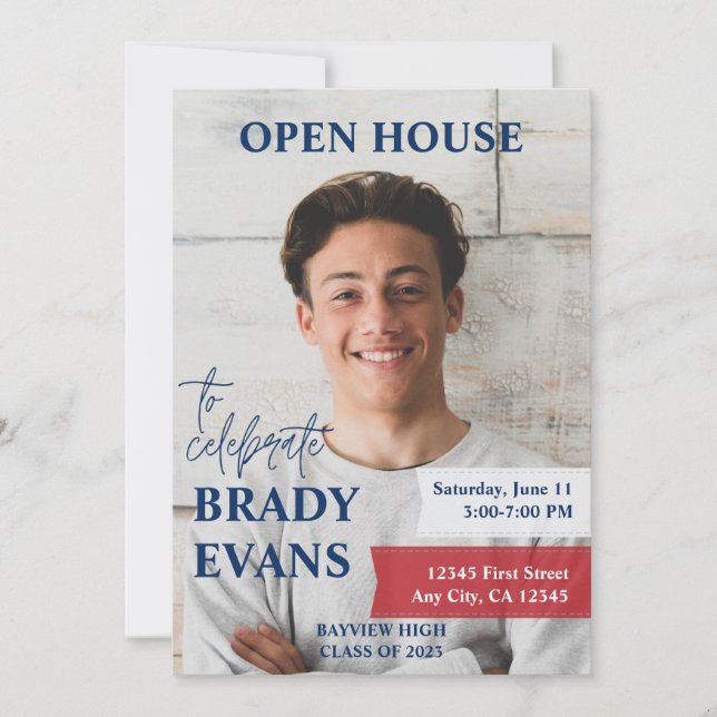 Convite para Festa de formatura de Fotos Vermelha  (Frente)