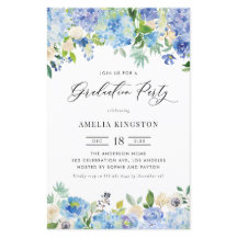 Convite para Festa de formatura de Hydrangea Azul 