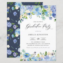 Convite para Festa de formatura de Hydrangea Azul