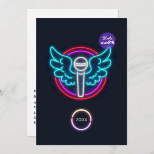 Convite para Festa de formatura de Microfone Neon