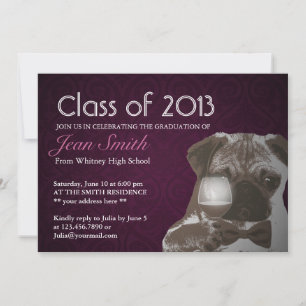 Convite para Festa de formatura de Pug & Vinho Pú