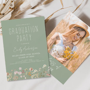 Convite para Festa de formatura de Sage Green Wild