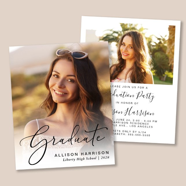 Convite para Festa de formatura de Script de Fotog (An elegant photo graduation party invitation to celebrate the graduate's achievements)