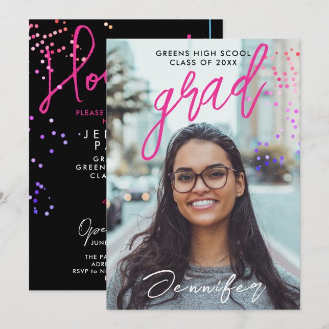 Convite para Festa de formatura de Segundo grau Pr (Frente/Verso)