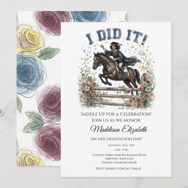 Convite para Festa de Formatura Equestre (Frente/Verso)