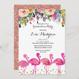 Convite para Festa de formatura Flamingo Rosa
