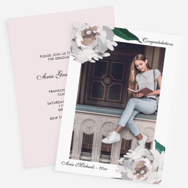 Convite para Festa de formatura Floral de Aquarela (Criador carregado)