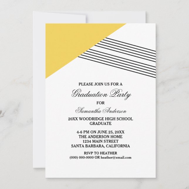 Convite para Festa de formatura Geométrico Amarelo (Frente)