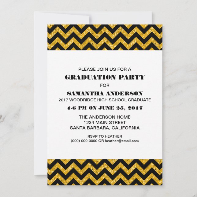 Convite para Festa de formatura Glitter Chevron Am (Frente)
