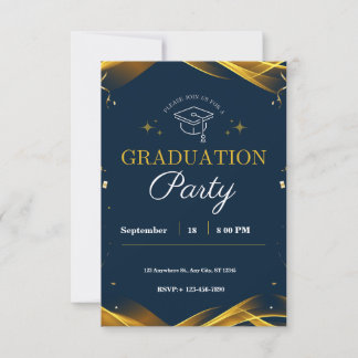 Convite para Festa de formatura ouro Azul