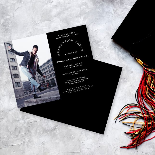 Convite para Festa de formatura Preta de Foto Orça (Criador carregado)