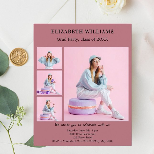 convite para Festa de formatura rosa gold (Criador carregado)