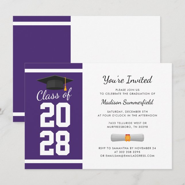Convite para Festa de Formatura Roxa 2026 (Frente/Verso)