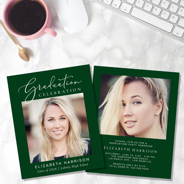 Convite para Festa de formatura Verde de Fotografi (Criador carregado)