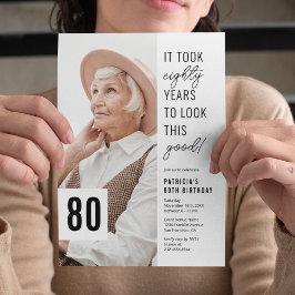 Convite para Festa de Foto de 80º Aniversário