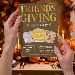 Convite para Festa de Friendsgiving com Suéteres