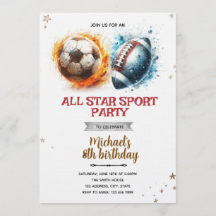 Convite para festa de futebol e futebol