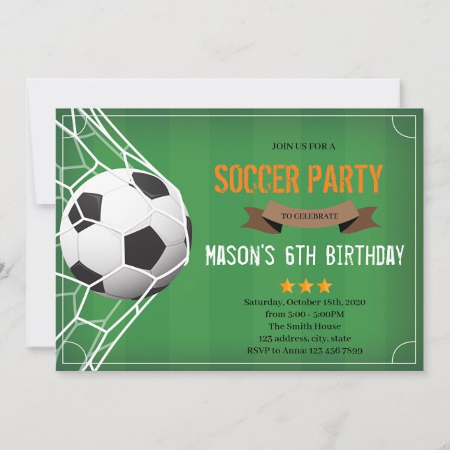 Convite para festa de futebol fofo (Frente)