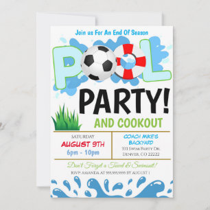 Convite para Festa de Futebol na Piscina de Verão