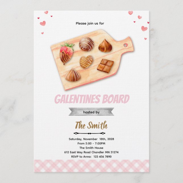 Convite para Festa de Galentine's com Tábua (Frente)