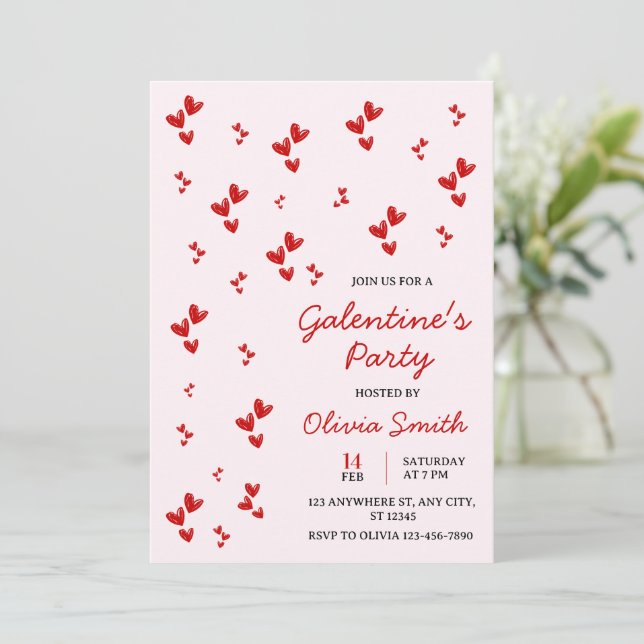 CONVITE PARA FESTA DE GALENTINES DAY COM BALÕES DE (Em pé/Frente)