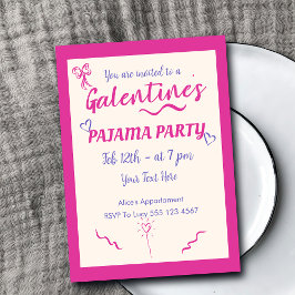 Convite para Festa de Galentine's Day com Pijamas