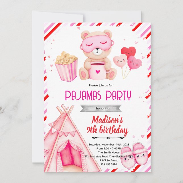 Convite para Festa de Galentine's de Pijama (Frente)