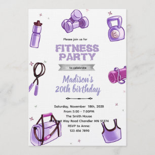 convite para festa de garota fitness