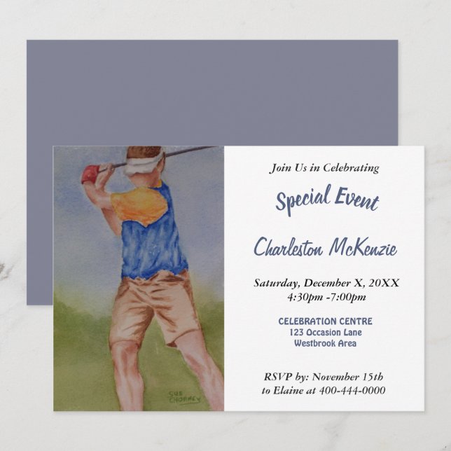 CONVITE PARA FESTA DE GOLFE (Frente/Verso)