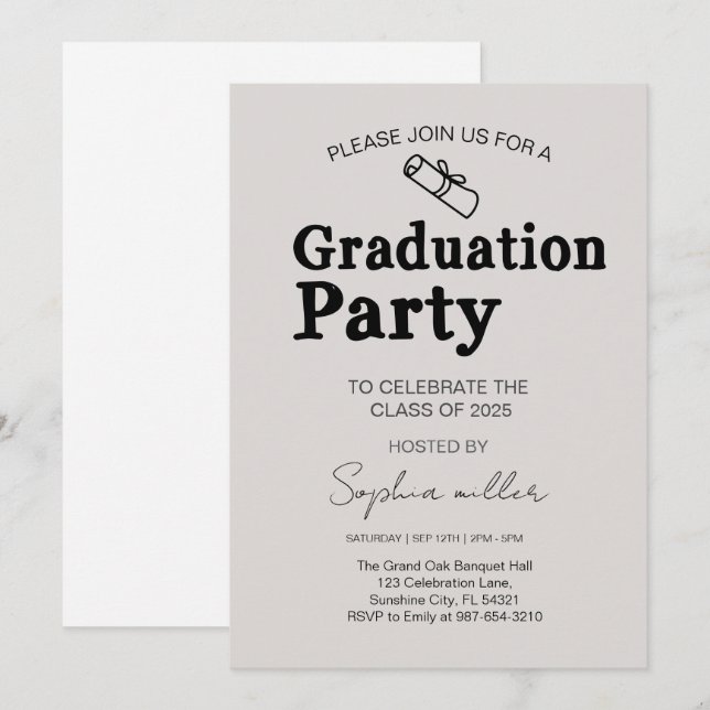 Convite para Festa de Graduação Turma de 2025, Gra (Frente/Verso)
