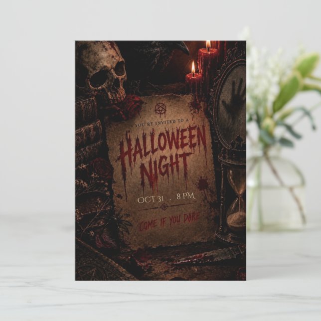Convite para Festa de Halloween Assustadora (Em pé/Frente)