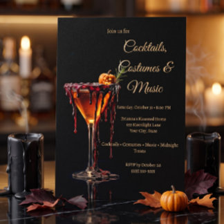Convite para Festa de Halloween com Coquetel