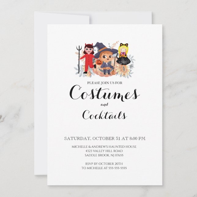 Convite para Festa de Halloween com Fantasias e Co (Frente)