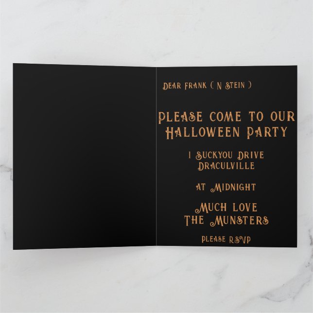 Convite para Festa de Halloween com Ilustração de  (Interior)