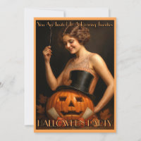 Convite para Festa de Halloween com tema Flapper d